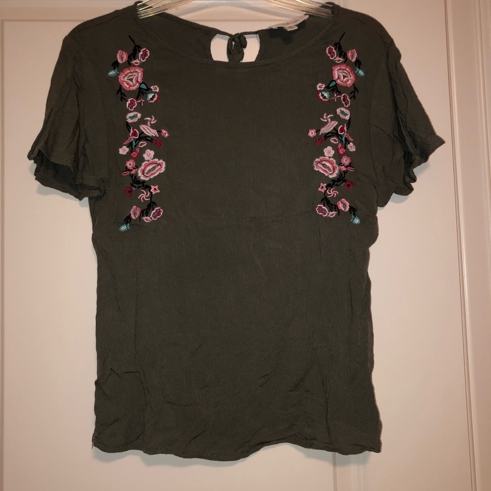 Green Embroidered Top